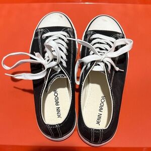 Jenn Ardor Black and White Canvas Sneakers